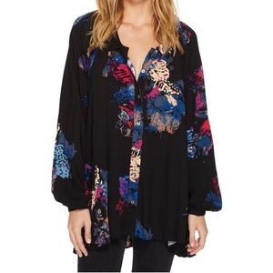 Free People Meadow Lark Button Down Printed Tunic Top